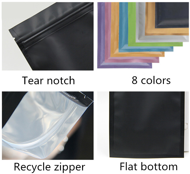 500pcs Matte Green Flat Aluminum Foil Zip Lock Bag Resealable Zipper Sugar Salt Snack Nuts Tea Coffee Beans Nail Beauty Xmas Gifts Packaging Printing 