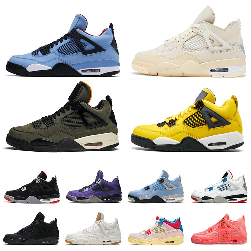 with box mens womens 4 jumpman 4s basketball shoes Sail IV University Blue Travis Cactus Jack Purple Black Cat What The men sports sneakers trainers 
with box mens womens 4 jumpman 4s basketball shoes Sail IV University Blue Travis Cactus Jack Purple Black Cat What The men sports sneakers trainers