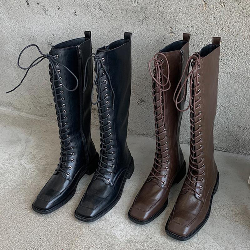 Boots 2021 Winter Women Knee High Flat Lady Low Heels Riding Botas Square Toe Lace Up Long Thigh Gothic Shoes, Brown
Boots 2021 Winter Women Knee High Flat Lady Low Heels Riding Botas Square Toe Lace Up Long Thigh Gothic Shoes, Brown