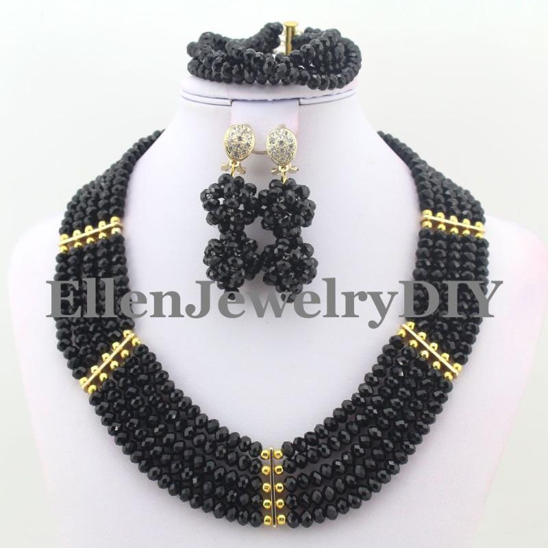 Earrings & Necklace Magical African Black Crystal Beads Jewelry Set Nigerian Wedding For Bridal Dubai Women W9028, As pic
Earrings & Necklace Magical African Black Crystal Beads Jewelry Set Nigerian Wedding For Bridal Dubai Women W9028, As pic