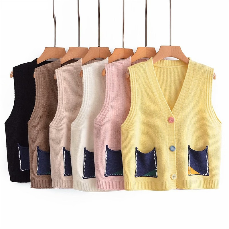 2021 Women Fashion Casual Pocket Loose Knitted Vest Sweater Cardigans V Neck Sleeveless Side Vests Female Waistcoat Chic Tops, Black;white
2021 Women Fashion Casual Pocket Loose Knitted Vest Sweater Cardigans V Neck Sleeveless Side Vests Female Waistcoat Chic Tops, Black;white