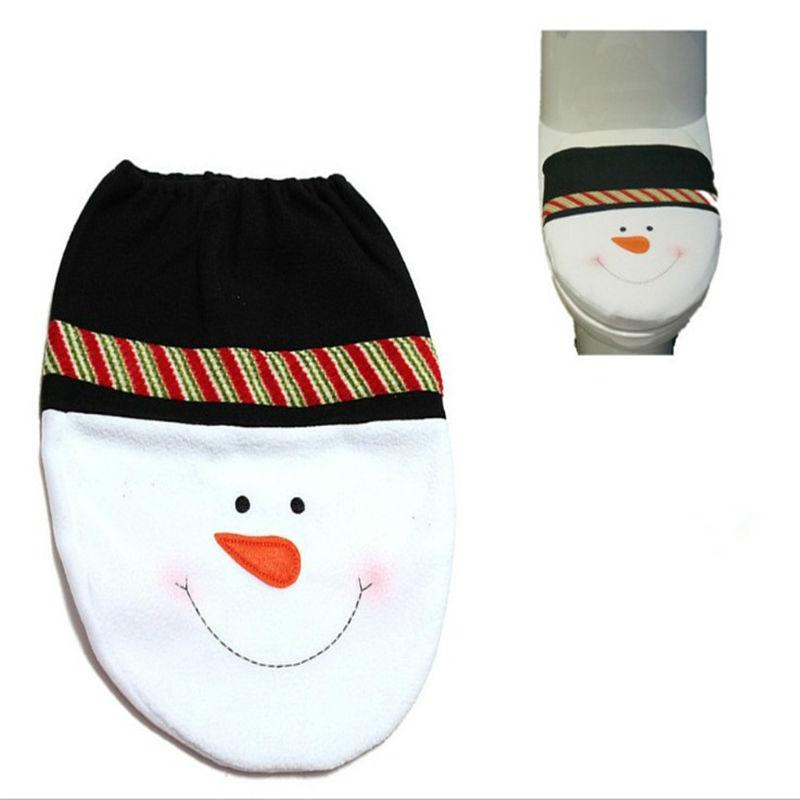 Decorations For Home Snowman Santa Claus Seat Cover Toilet lid Elf New Year Christmas Ornamets new Free shipping