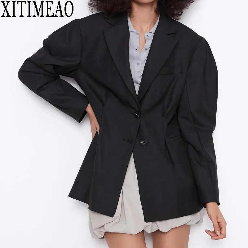 ZA Women Fashion Office Wear Single Breasted Blazers Coat Vintage Long Sleeves Female Black Slim Chic Outerwear XITIMEAO 210602
ZA Women Fashion Office Wear Single Breasted Blazers Coat Vintage Long Sleeves Female Black Slim Chic Outerwear XITIMEAO 210602