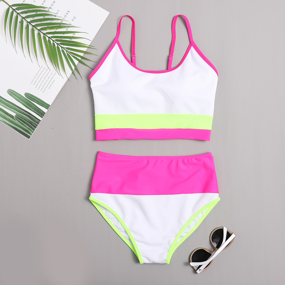 Sports Bra High Waist Bikinis Swimwear Women Push Up Swimsuits Longline Brazilian Bikini Ribbed Biquini Swim Bathing Suits 210520