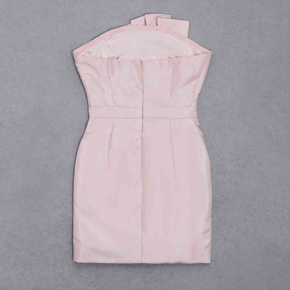 Arrival Summer Women's Dresses in Fashion Strapless Elegant Pink Pleated Sexy Mini Party Bodysuit 210525