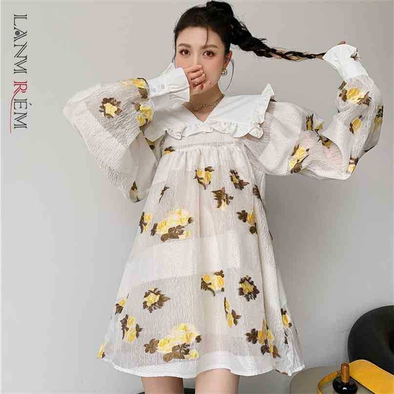 Spring Summer Dress For Women Floral Peter Pan Collar High Waist Loose Lantern Sleeve Cute Dresses Female 2D1614 210526, Blue
Spring Summer Dress For Women Floral Peter Pan Collar High Waist Loose Lantern Sleeve Cute Dresses Female 2D1614 210526, Blue