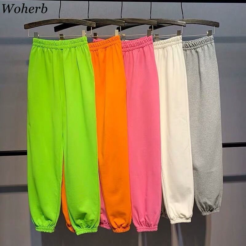 Women Pants Candy Colors Sweatpants Loose Casual Clothes High Waist Harem Streetwear Lady Trousers Plus Size 92542 210519