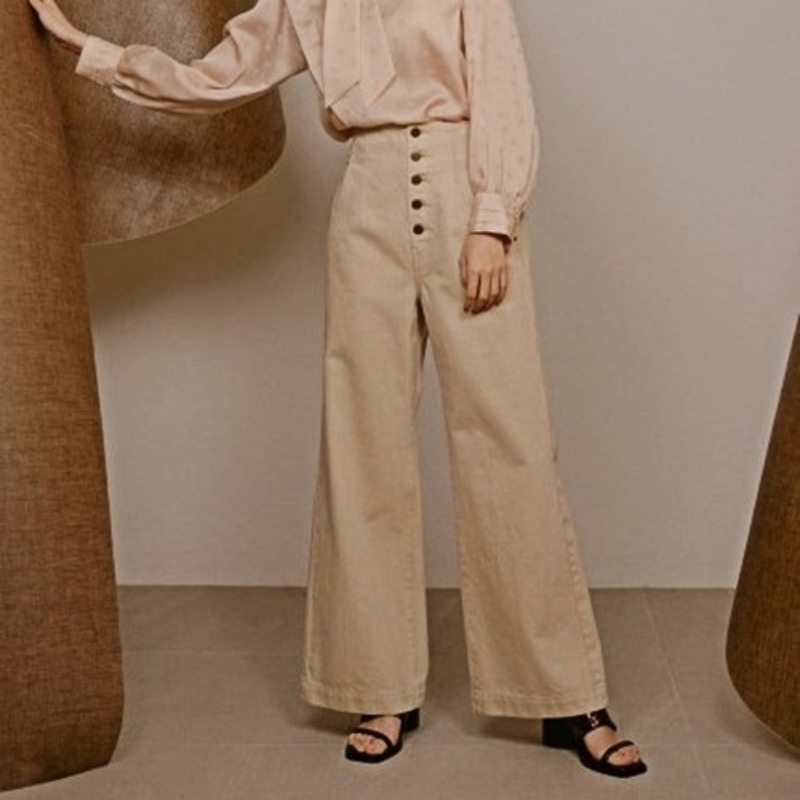 Vintage Office Lady Back Cross Strap Denim Pants Simple High Waist Wide Leg Casual Vaqueros Mujer Trendy All Match Jeans 210525