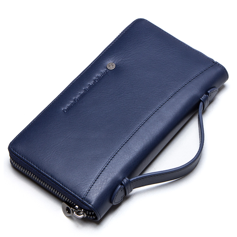 Wallet Genuine Leather Men Clutch Brand Male Card Holder Long Zipper Around Travel Purse With Passport Holder 6.5" Phone Case