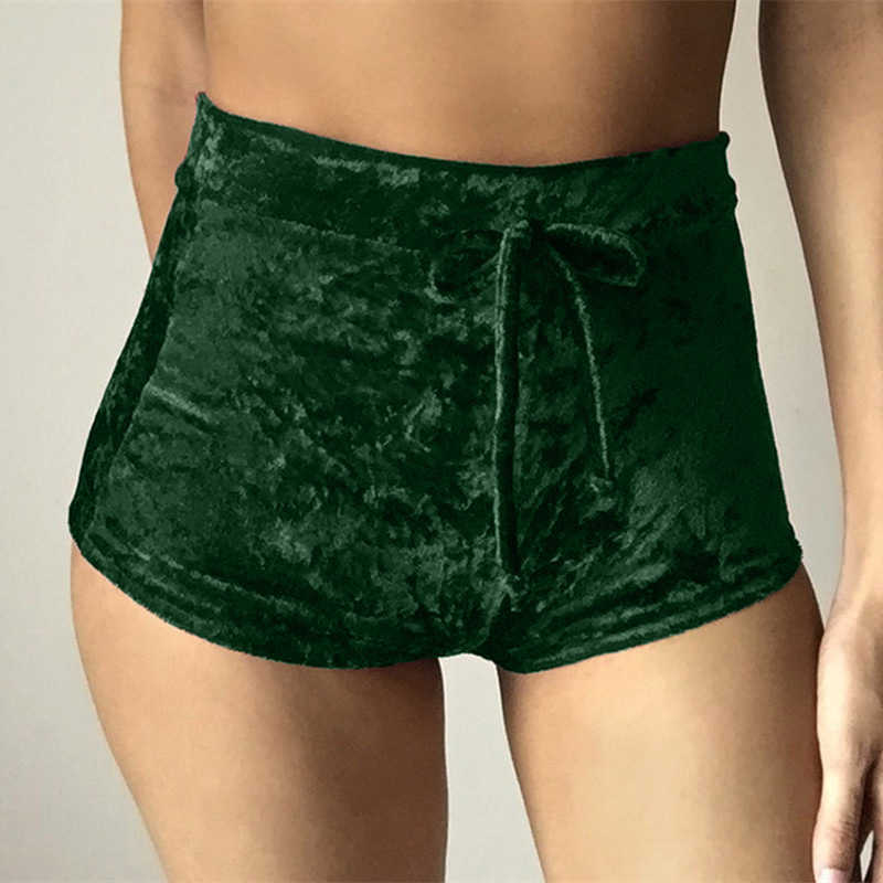 S-XL women velvet drawstring shorts plus size casual high waist winter sexy skinny booty feminino 210607