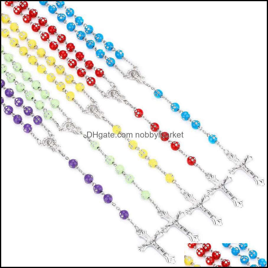 Pendant Necklaces & Pendants Jewelry Crystal Acrylic Rosary For Women Religious Christian Virgin Mary Jesus Cross 8Mm Beads Long Chains Fash
Pendant Necklaces & Pendants Jewelry Crystal Acrylic Rosary For Women Religious Christian Virgin Mary Jesus Cross 8Mm Beads Long Chains Fash