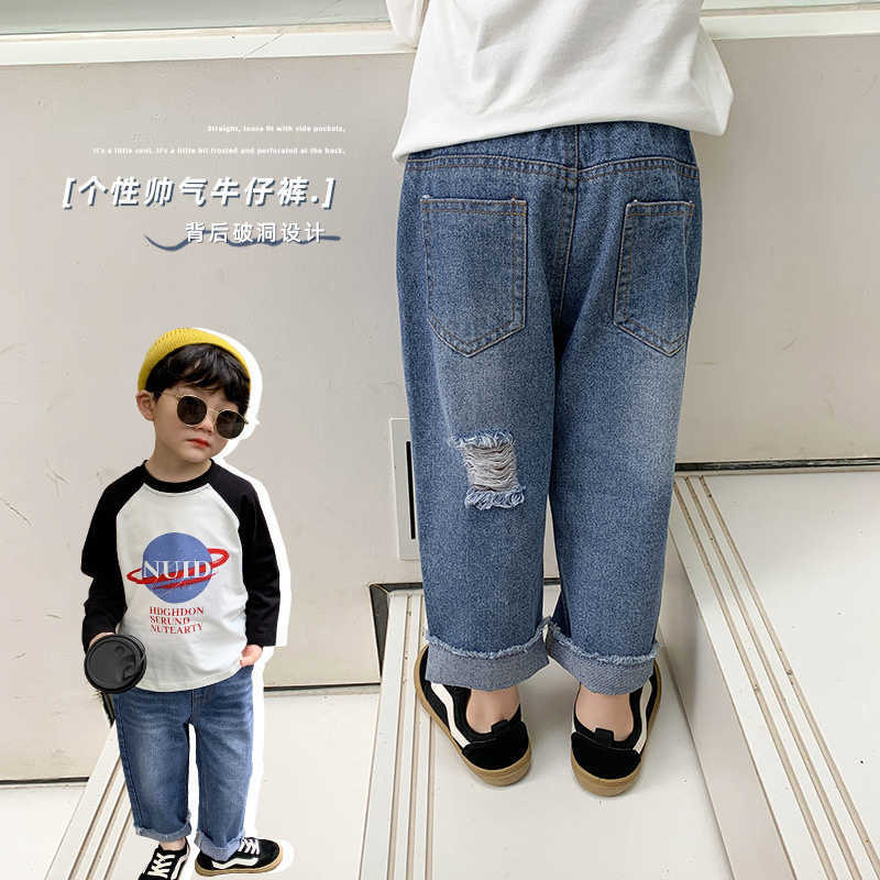 Baby Boys Jeans Spring Back Ripped Loose For Fashion Kids Children Casual All-match Denim Pants 210615, Blue
Baby Boys Jeans Spring Back Ripped Loose For Fashion Kids Children Casual All-match Denim Pants 210615, Blue