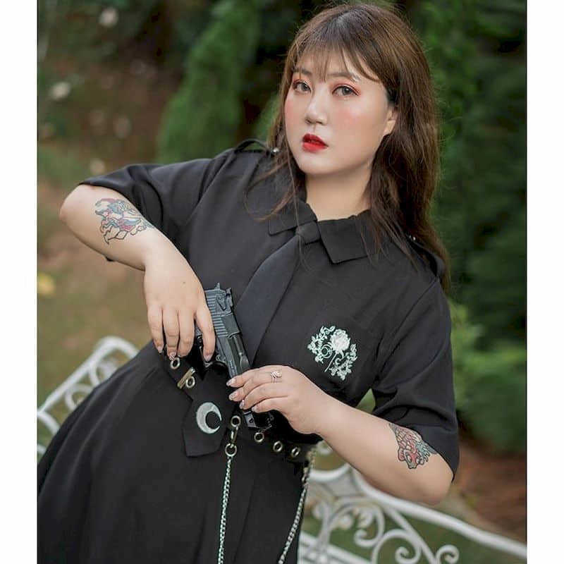 summer plus size women's net red fat sister cover meat thin dress female age reduction black mid-length skirt 210526