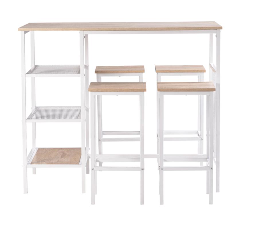 Bedroom Furniture Rectangular Disassembly Assembly P2 Board Iron Light Brown Wood Surface Bracket Three Storage Layers 1 Table 4 Chairs Dining and Cha