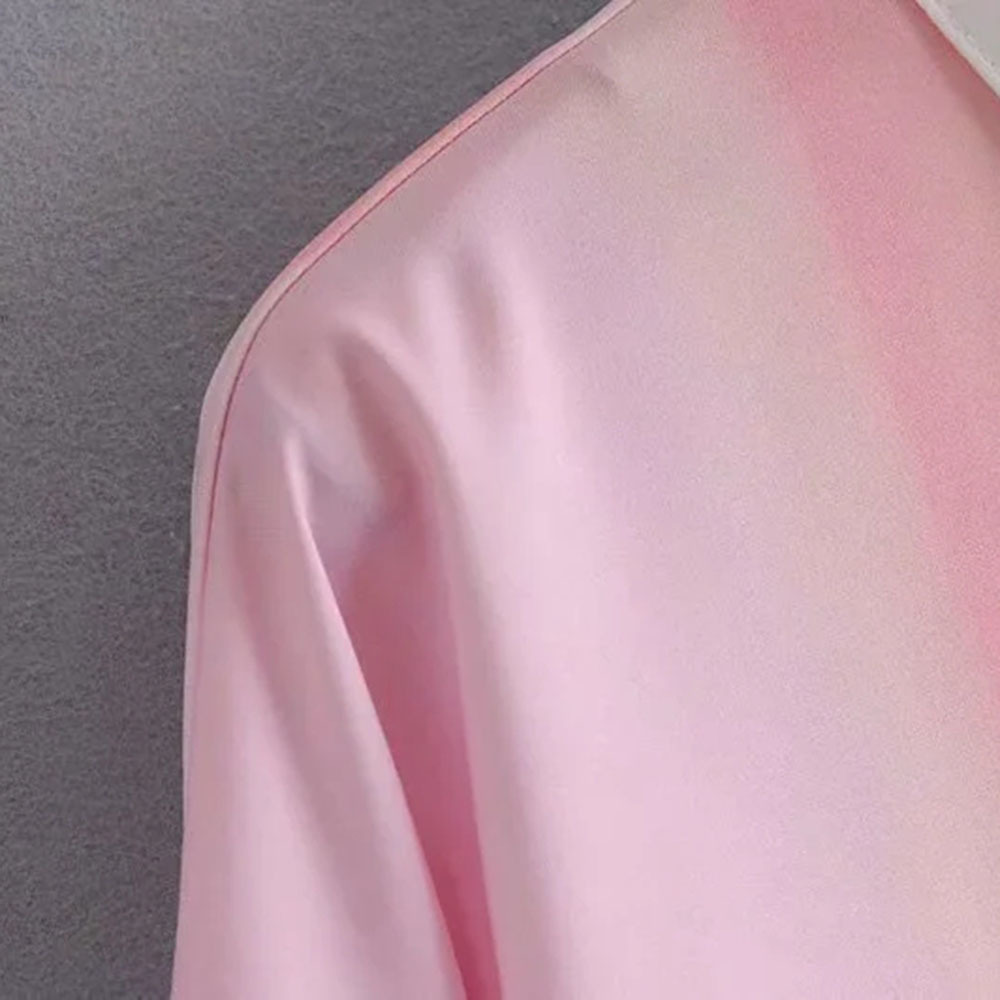 Women Fashion Tie-Dyed Elegant Blouses Vintage Lapel Collar Long Cuffed Sleeves Female Shirts Chic Tops 210520