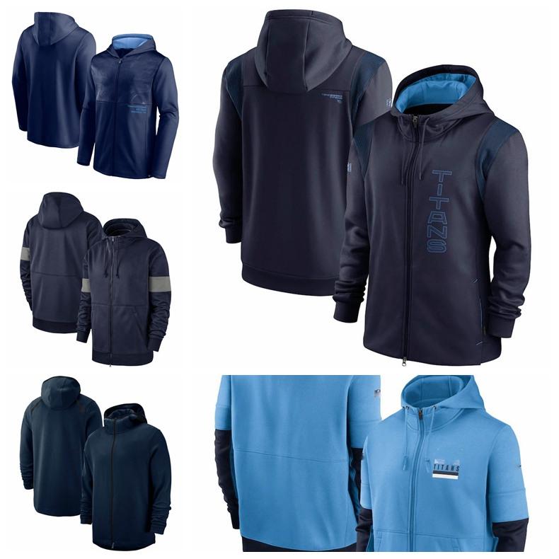 Tennessee„Titans„Men Women Youth Football Sideline Team Performance Full-Zip Hoodie Navy