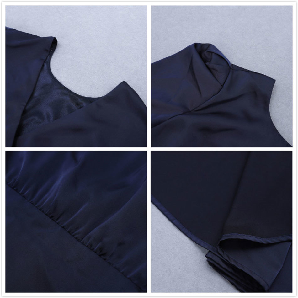 Free Autumn Elegant Satin Long Dress Women's Blue O-Neck Sleeve Split Club Evening Party Vestidos 210524