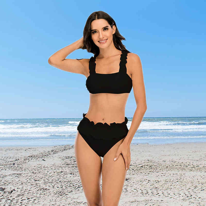MYTENG Ruffle Swimwear Bikinis Mujer Swimming Suit For Women High Waist Swimsuit Summer Push Up Beachwear Sexy Biquini 210522