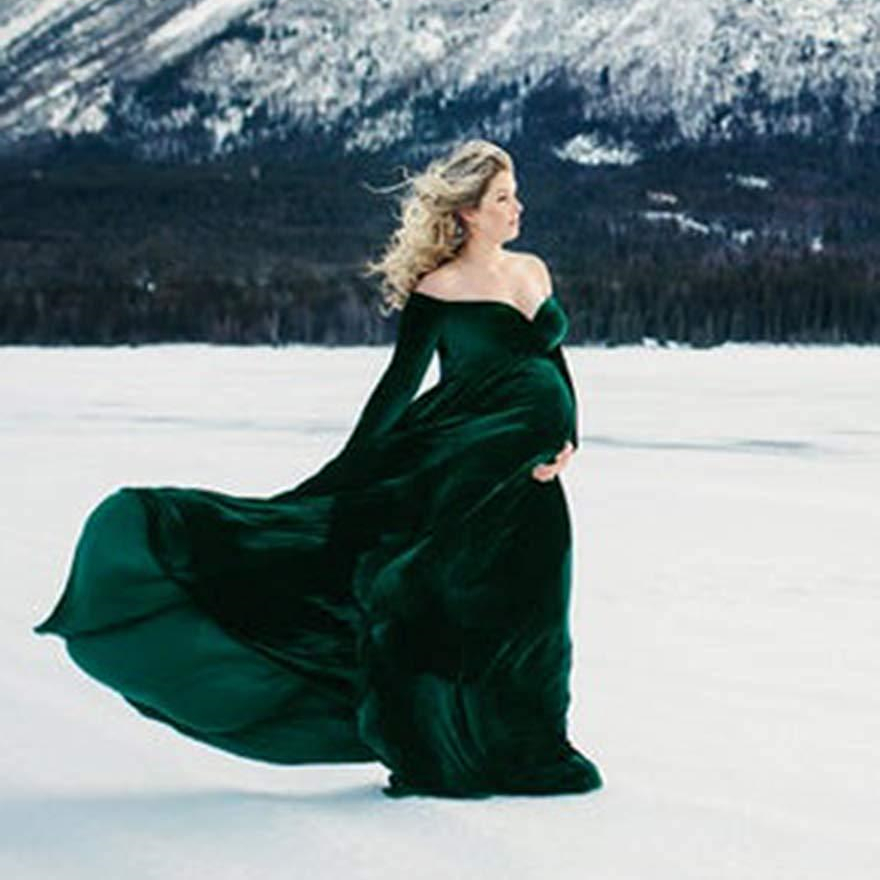 New Elegence Maternity Dresses Pleuche Long Pregnancy Photography Dress Maxi Maternity Gown For Pregnant Women Photo Shoot Props