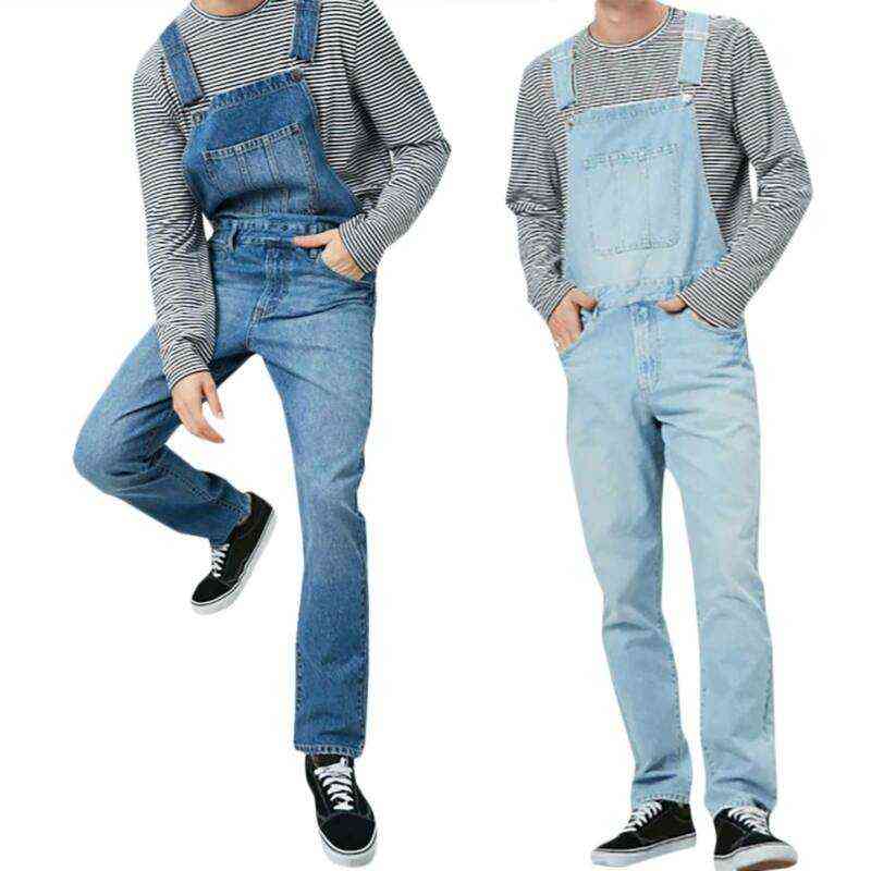 Mens Jeans Denim Dungarees Overalls Bib And Brace Overalls Jumpsuit Romper Pants 211120