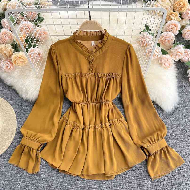 Women Blouse Shirt Solid O-neck Long Sleeve Slim Elastic Waist Casual Female Top Korean Fashion Chiffon Blusas 210603, Black
Women Blouse Shirt Solid O-neck Long Sleeve Slim Elastic Waist Casual Female Top Korean Fashion Chiffon Blusas 210603, Black