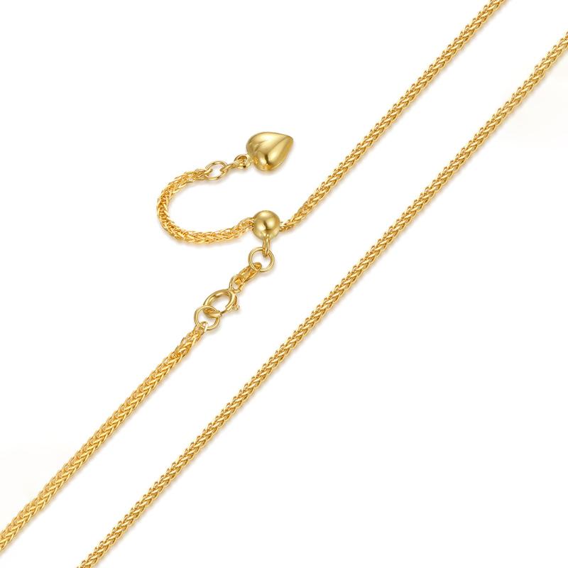 Chains Pure 18K Yellow Gold Woman Necklace 1.2mmW Adjustable Wheat Chain Link Stamp Au750, Silver
Chains Pure 18K Yellow Gold Woman Necklace 1.2mmW Adjustable Wheat Chain Link Stamp Au750, Silver