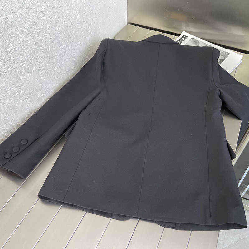 VGH Black Casual Patchwork Diamonds Female Blazers Notched Long Sleeve Korean Fashion Cut Out Loose Jackets Autumn Clothing 211122