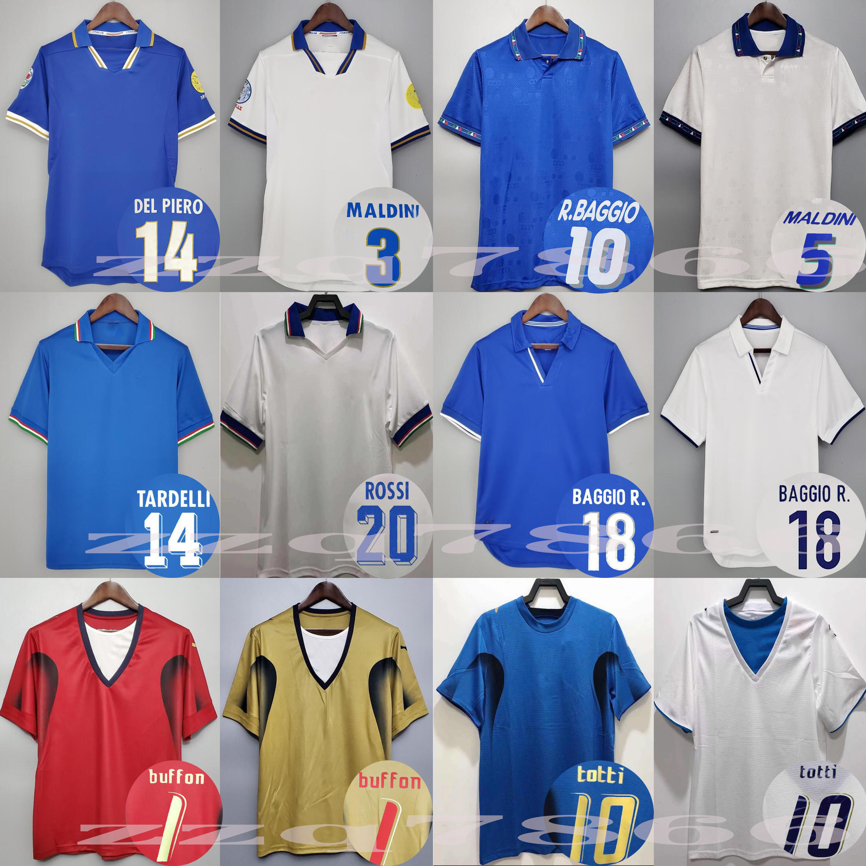 1982 1990 1996 1997 1998 Italy Retro buffon occer jerseys MALDINI Rossi Totti Nesta Albertini BAGGIO R. DEL PIERO Torricelli 82 90 96 98 classic football shirt, White
1982 1990 1996 1997 1998 Italy Retro buffon occer jerseys MALDINI Rossi Totti Nesta Albertini BAGGIO R. DEL PIERO Torricelli 82 90 96 98 classic football shirt, White