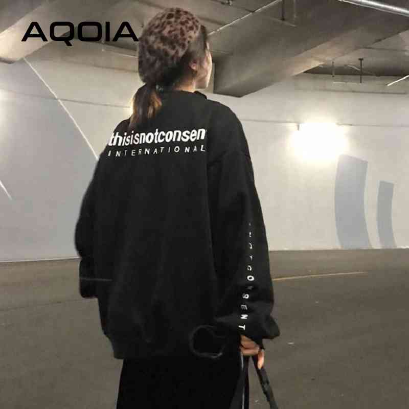 Autumn Streetwear Letter Printing Loose Women's Hoodies Warm Sweatshirt Oversize Black Women Sweatshirts Female Pullovers 210521
Autumn Streetwear Letter Printing Loose Women's Hoodies Warm Sweatshirt Oversize Black Women Sweatshirts Female Pullovers 210521