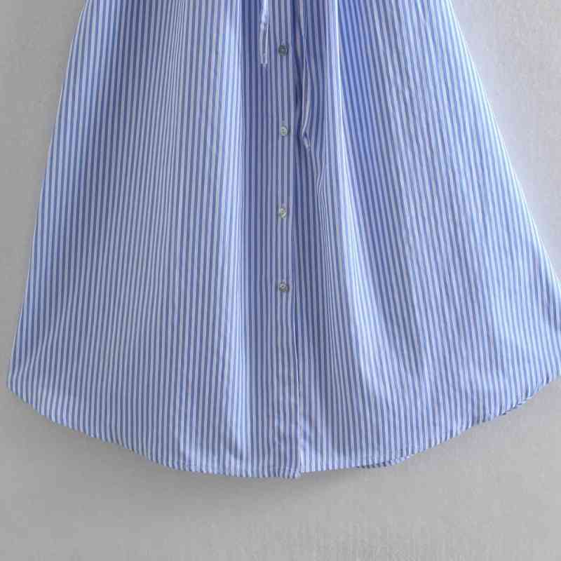 Summer Women Raglan Sleeve Striped Midi Shirt Dress Female Stand Collar Clothes Casual Lady Loose Vestido D7655 210430