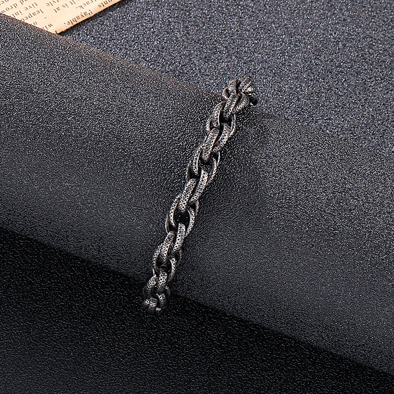 Black Biker Stainless Steel Fashion Rope Twist Chain Link Bracelet For Mens 8mm 8inch Jewelry