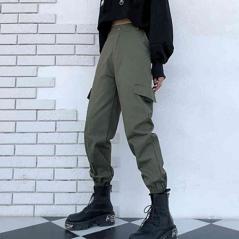 Women Cargo Pants Spring Autumn Fashion Female Casual Jogger PantsBF Streetwear Harajuku Straight Trousers Loose Harem Pant 210514