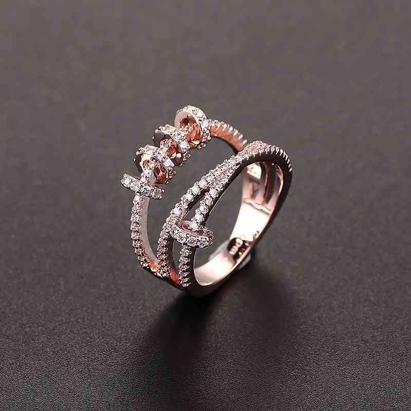 Na Pm Fortune Ring Female a Family Food Small Circle Cross Smart Rotation