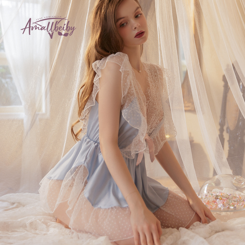 2021kawaii lingerie ruffles perspective pajama set for women temptation lace satin sleepwear solid v-neck nightdress with panty, Black;white
2021kawaii lingerie ruffles perspective pajama set for women temptation lace satin sleepwear solid v-neck nightdress with panty, Black;white