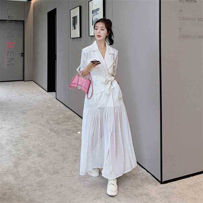 Women's Midi Casual Dress Stitching Laple Collar High Waist Lace Up Temperament Loose Fit Fashion Summer 2P1717 210526, White
Women's Midi Casual Dress Stitching Laple Collar High Waist Lace Up Temperament Loose Fit Fashion Summer 2P1717 210526, White