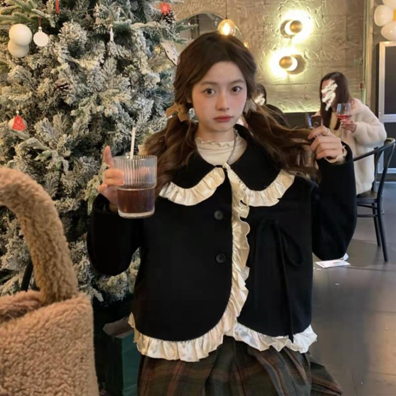 Women's Jackets Sanmuzi Fast Fashion Clothing ~ 2021 Autumn And Winter Cotton Doll Collar Lace Lovely Tweed Jacket, Black;brown
Women's Jackets Sanmuzi Fast Fashion Clothing ~ 2021 Autumn And Winter Cotton Doll Collar Lace Lovely Tweed Jacket, Black;brown
