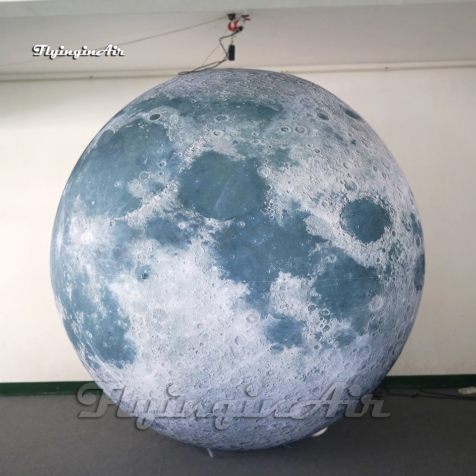 Personalized Lighting Inflatable Moon Planet Balloon Full Printing Globe Ball Hanging/Ground Air Blown Satellite Model For Concert And Club Party Deco