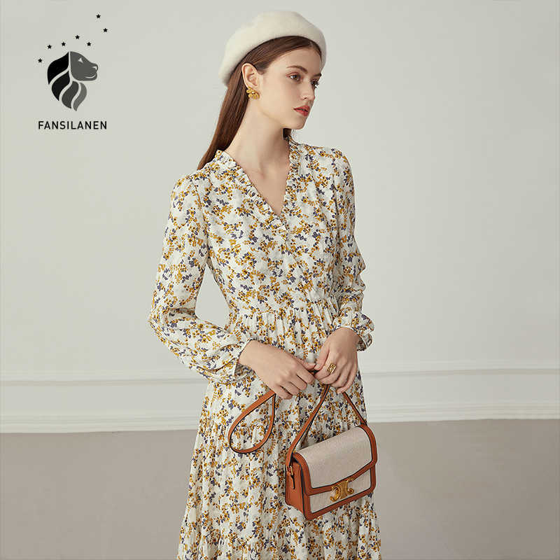 FANSILANEN Ruffle floral print elegant long dress Women sleeve v neck vintage Boho sexy spring autumn maxi 210607
FANSILANEN Ruffle floral print elegant long dress Women sleeve v neck vintage Boho sexy spring autumn maxi 210607