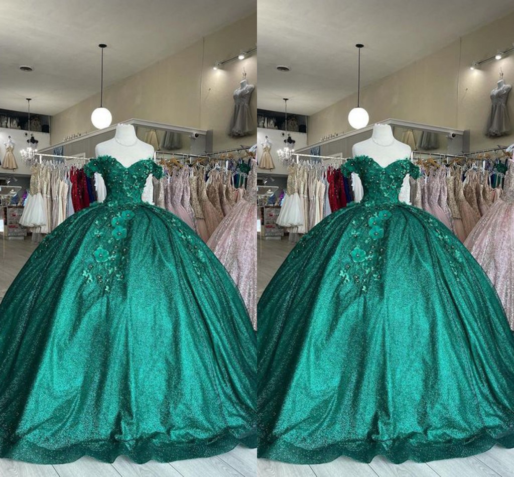 2022 Perfect Pearls Quinceanera Dresses Flowers Floral Applique Emerald Green Glitter Tulle Off The Shoulder Short Sleeves Sweet 16 Dress Ball Gowns, Chocolate
2022 Perfect Pearls Quinceanera Dresses Flowers Floral Applique Emerald Green Glitter Tulle Off The Shoulder Short Sleeves Sweet 16 Dress Ball Gowns, Chocolate
