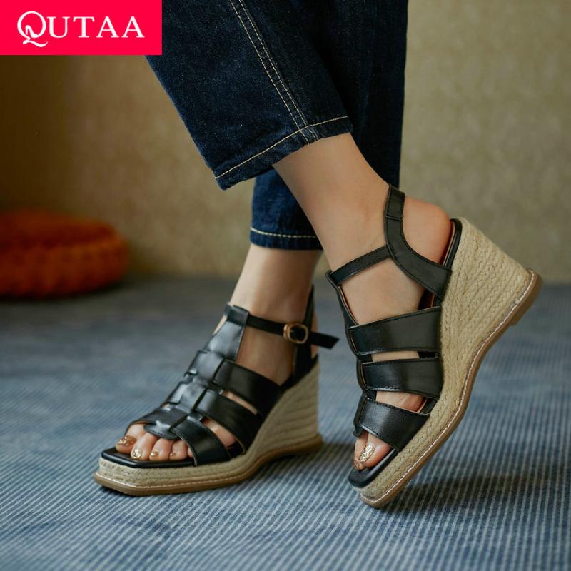 Dress Shoes QUTAA 2021 Wedge High Heel Open Toe Sandals Genuine Leather Platform Summer Women Buckle Female Pumps Size 34-39, Black
Dress Shoes QUTAA 2021 Wedge High Heel Open Toe Sandals Genuine Leather Platform Summer Women Buckle Female Pumps Size 34-39, Black