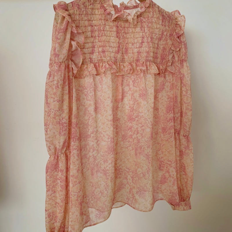 Nomikuma Chic Ruffled Collar Women Shirt Korean Floral Causal Blouse Tops Spring New Puff Sleeve Blusas Mujer De Moda 6F557 210427