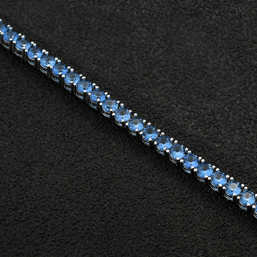 New in Fashion Charm Bling Iced Out Sea Blue Cubic Zircon 4mm Tennis Chain Necklace Hip Hop Jewelry for Couple Men Women punk party Gift