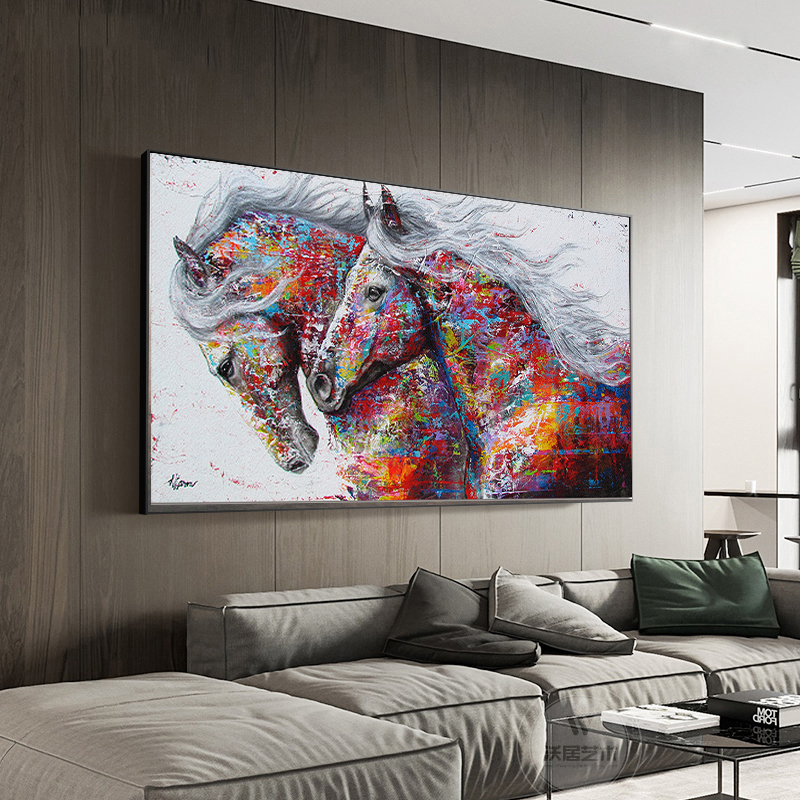 SELFLESSLY Animal Art Two Running Horses Canvas Painting Wall Art Pictures For Living Room Modern Abstract Art Prints Posters