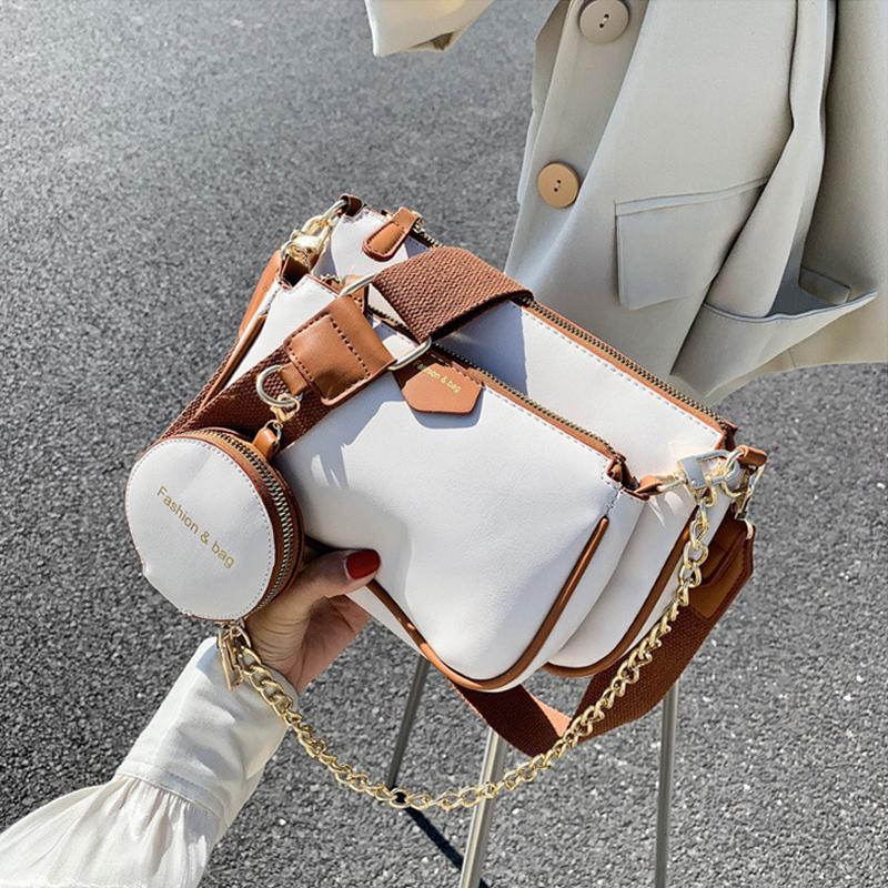 School Bags Fashion Chains Women Shoulder Designer Wide Strap Messenger Luxury Pu Leather Crossbody Bag Lady Small Purse 3 Set
School Bags Fashion Chains Women Shoulder Designer Wide Strap Messenger Luxury Pu Leather Crossbody Bag Lady Small Purse 3 Set