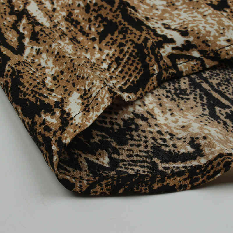 Elegant Office Ladies Snake Print Belted Top Blouse Women Autumn Fashion High Street V-Neck Long Sleeve Slim Tops 210510