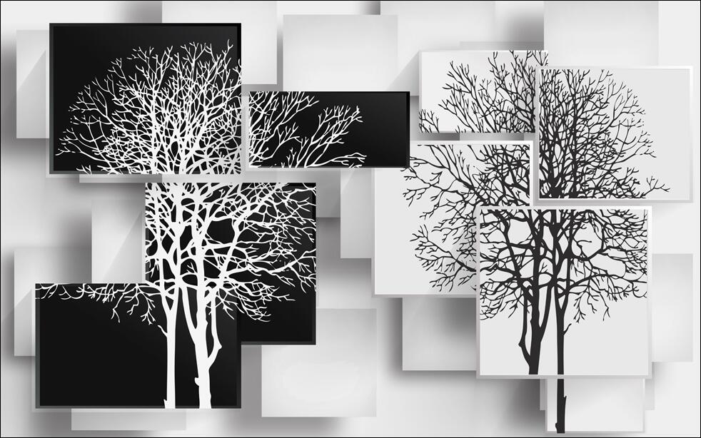 papel de parede 3d Custom Photo Wallpaper Mural Simple Black and White Big Tree papers home decor