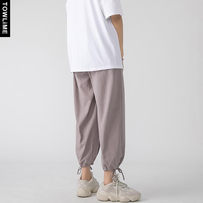 Harajuku Summer Men's Ankle-Length Harem Pants Korean Streetwear Mens Thin Track Trousers Male Chic Solid Color Sweatpants