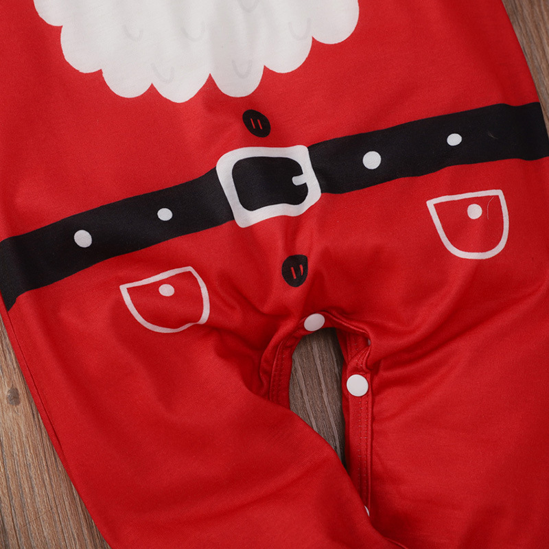 Xmas Spring Autumn baby Girls Clothes Fashion Children Rompers Girl Red Santa Printde Long Sleeve Round Neck Middle Children's Jumpsuits Kids Clo