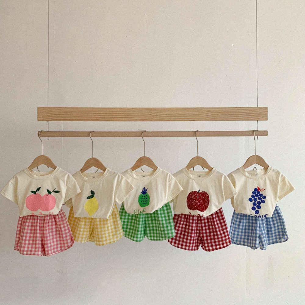 Children's set Summer Boys and girls fruit printing lattice two piece baby lovely home, White
Children's set Summer Boys and girls fruit printing lattice two piece baby lovely home, White