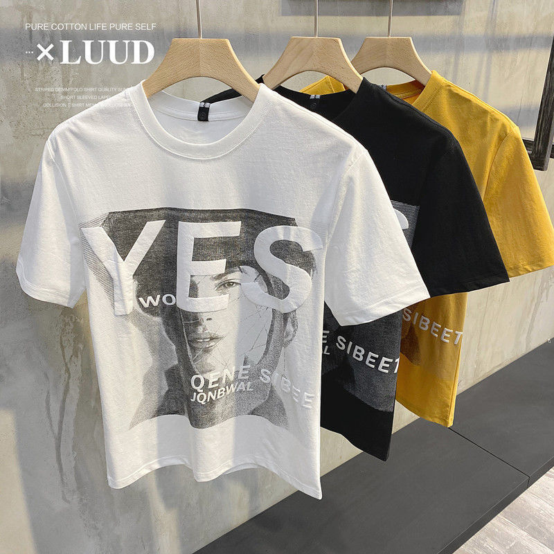 t shirt trendy english alphabet printed short sleeve street national summer round neck men's casual cotton, White;black
t shirt trendy english alphabet printed short sleeve street national summer round neck men's casual cotton, White;black